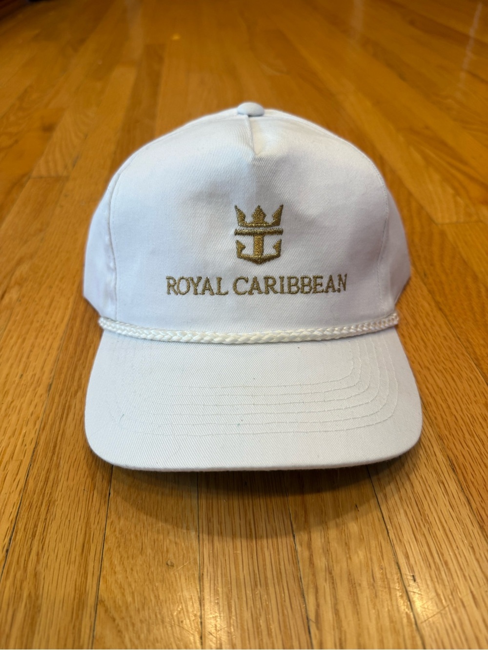 Royal Caribbean White Cap with Gold Embroidered Crest
